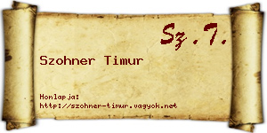 Szohner Timur névjegykártya